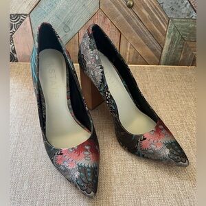 STATE Women's Heels with Floral Design - Black, Pink, and Blue